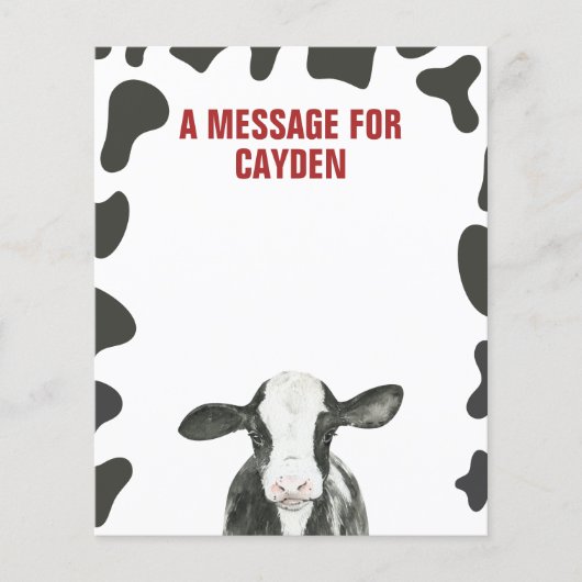 Heilige Koe Eerste verjaardag Tijd Capsule Message (Voorkant)