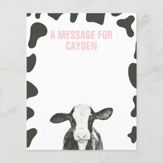 Heilige Koe Eerste verjaardag Tijd Capsule Message (Voorkant)