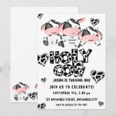 Heilige Koe Eerste Verjaardagsuitnodiging Kaart (Voorkant / Achterkant)