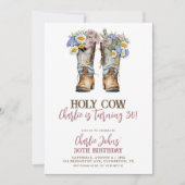 Heilige Koe Floral Cowboy Boots 30th Birthday Kaart (Voorkant)