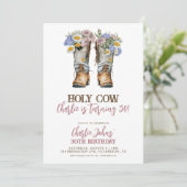 Heilige Koe Floral Cowboy Boots 30th Birthday Kaart (Staand voorkant)