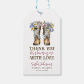 Heilige Koe Floral Cowboy Boots Vrijgezellenfeest Cadeaulabel (Voorkant)