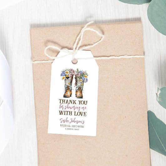 Heilige Koe Floral Cowboy Boots Vrijgezellenfeest Cadeaulabel
