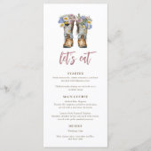 Heilige Koe Floral Cowboy Boots Vrijgezellenfeest Menu (Voorkant)