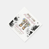 Heilige Koe Floral Cowboy Boots Vrijgezellenfeest Servet (Hoek)