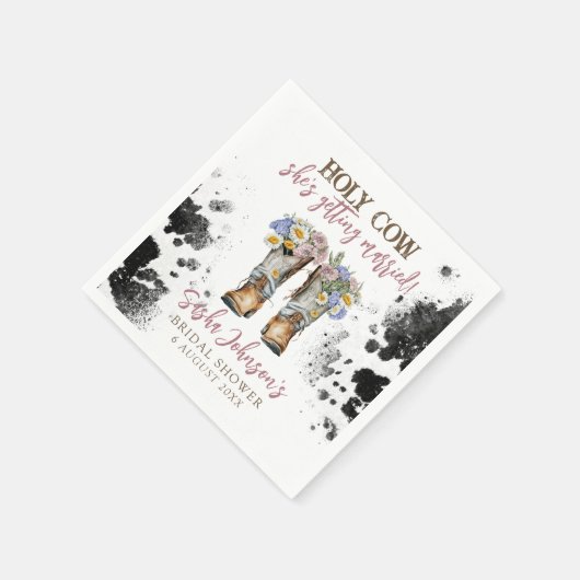 Heilige Koe Floral Cowboy Boots Vrijgezellenfeest Servet (Hoek)