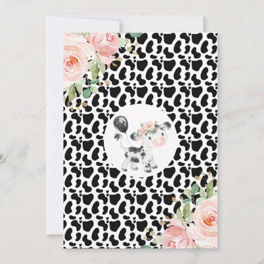 Heilige Koe Floral en Koe drukken 1e verjaardag Ui Kaart (Achterkant)