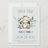 Heilige Koe Foliage Pastel Dusky Blue Kids Verjaar Kaart (Voorkant)