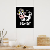Heilige Koe Funny Animal Pun Dark BG Poster (Keuken)