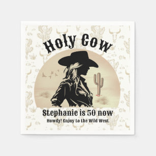 Heilige Koe Funny Vintage Cowgirl 50e Verjaardag Servet