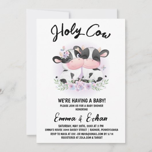 Heilige Koe Geschlecht Reveal Baby Shower Kaart (Voorkant)