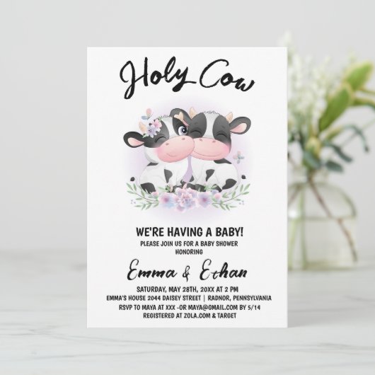 Heilige Koe Geschlecht Reveal Baby Shower Kaart (Staand voorkant)