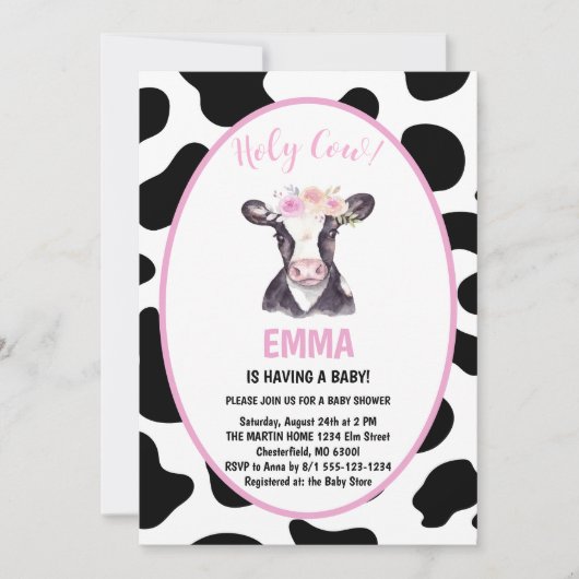 Heilige Koe Geslacht Onthullen Baby shower Uitnodi Kaart (Voorkant)