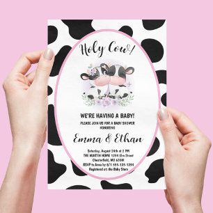 Heilige Koe Geslacht Reveal Baby Shower Uitnodigin Kaart