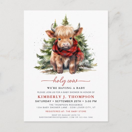 Heilige Koe Gezellig Hoogland Kalf Winter Baby sho Briefkaart (Voorkant)