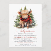 Heilige Koe Gezellig Hoogland Kalf Winter Baby sho Uitnodiging Briefkaart (Voorkant)