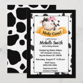 Heilige Koe Girl Baby Shower Invitaties Kaart (Voorkant / Achterkant)