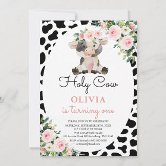 Heilige Koe Girl Pink Floral Boerderij Birthday Kaart