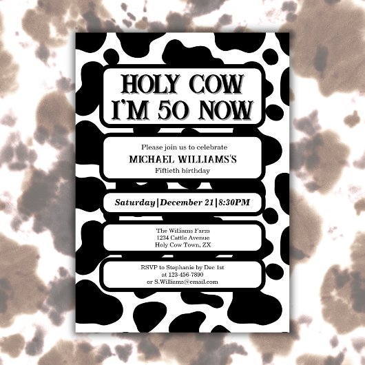 Heilige Koe Grappig Zwart Wit 50ste Verjaardag Kaart