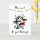 Heilige Koe Grappige Verjaardag Kaart (Gele Bloem)