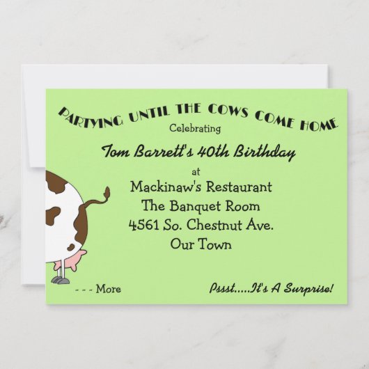 Heilige Koe! Grappige verjaardagsfeestje uitnodigi Kaart (Achterkant)