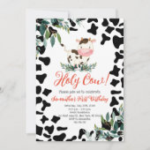 Heilige Koe Groen Eerste Verjaardagsfeest Kaart (Voorkant)