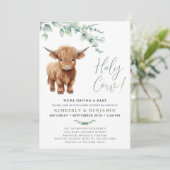 Heilige Koe Groen Hoogland Koe Koppels Baby shower Kaart (Staand voorkant)