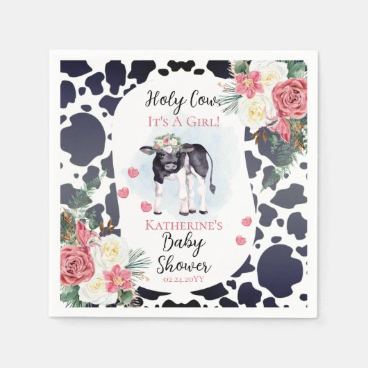 Heilige Koe, het is een Girl Baby shower Welcome Servet (Voorkant)