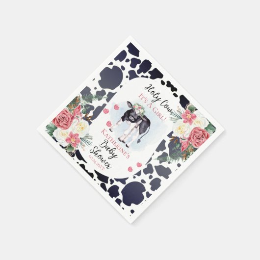 Heilige Koe, het is een Girl Baby shower Welcome Servet (Hoek)