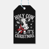 Heilige Koe Het is Kerst Grappig Koe Liefhebber Bo Cadeaulabel (Achterkant)