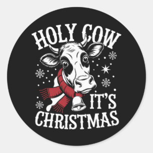 Heilige Koe Het is Kerst Grappig Koe Liefhebber Bo Ronde Sticker