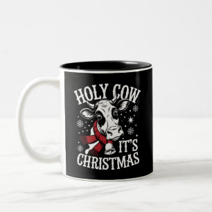 Heilige Koe Het is Kerst Grappig Koe Liefhebber Bo Tweekleurige Koffiemok