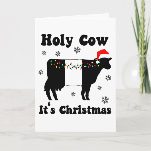Heilige Koe Het is Kerstmis Belted Galloway Beltie Kaart (Voorkant)