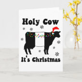 Heilige Koe Het is Kerstmis Belted Galloway Beltie Kaart (Gele Bloem)