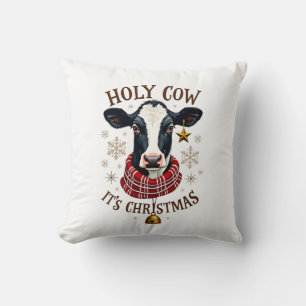 Heilige Koe Het is Kerstmis Grappige Koe Liefhebbe Kussen