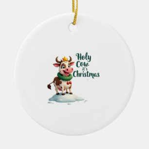 Heilige Koe Het is Kerstmis I Kerstmis Koe T-Shirt Keramisch Ornament