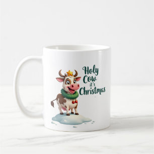 Heilige Koe Het is Kerstmis I Kerstmis Koe T-Shirt Koffiemok