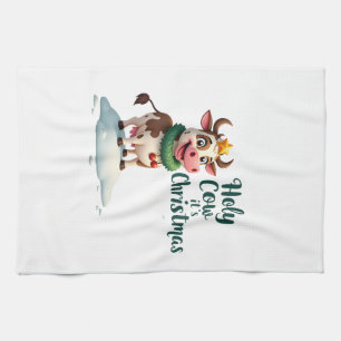 Heilige Koe Het Is Kerstmis I Kerstmis Koe T-Shirt Theedoek