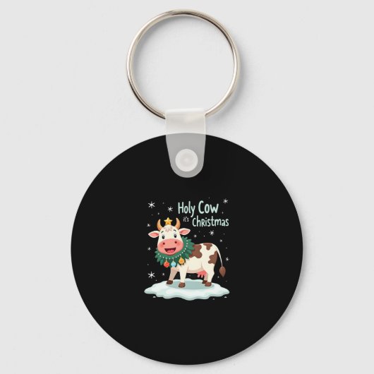 Heilige Koe Het is Kerstmis Ik Kerstmis Koe T-Shir Sleutelhanger (Voorkant)