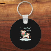 Heilige Koe Het is Kerstmis Ik Kerstmis Koe T-Shir Sleutelhanger (Voorkant)