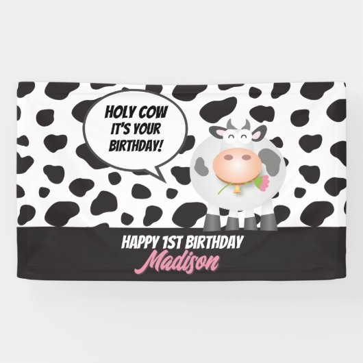 Heilige Koe, het is uw Schattigee verjaardag Spandoek (Horizontaal)