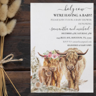 Heilige Koe Highland Calf mama Papa Couples Shower Kaart