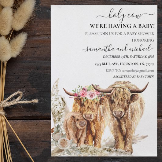 Heilige Koe Highland Calf mama Papa Couples Shower Kaart