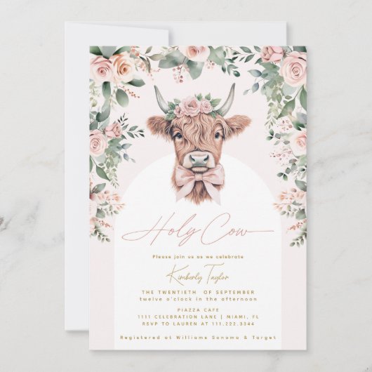 Heilige Koe Highland Koe Boho Bruiloft Feest Kaart (Voorkant)