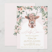 Heilige Koe Highland Koe Boho Bruiloft Feest Kaart (Voorkant / Achterkant)