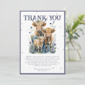 Heilige Koe Highland Koe Elegant Baby shower Bedankkaart (Staand voorkant)