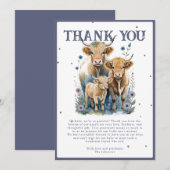 Heilige Koe Highland Koe Elegant Baby shower Bedankkaart (Voorkant / Achterkant)