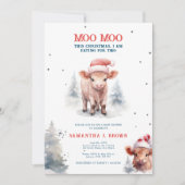 Heilige Koe Highland Koe Elegant Winter Baby showe Kaart (Voorkant)