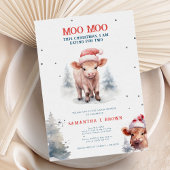 Heilige Koe Highland Koe Elegant Winter Baby showe Kaart