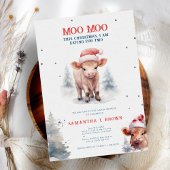 Heilige Koe Highland Koe Elegant Winter Baby showe Kaart